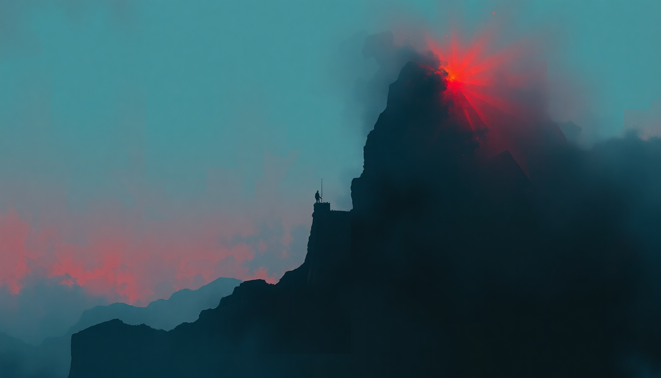 Fan-driven abstract illustration evoking the emotional arc of Stranger in a Strange Land by Iron Maiden