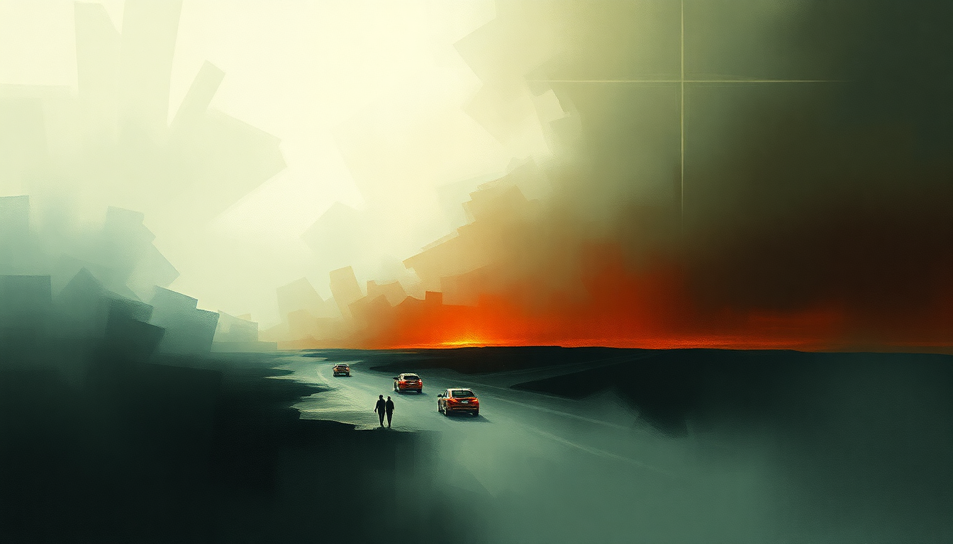 Fan-driven abstract illustration evoking the emotional arc of Streamline by System of a Down