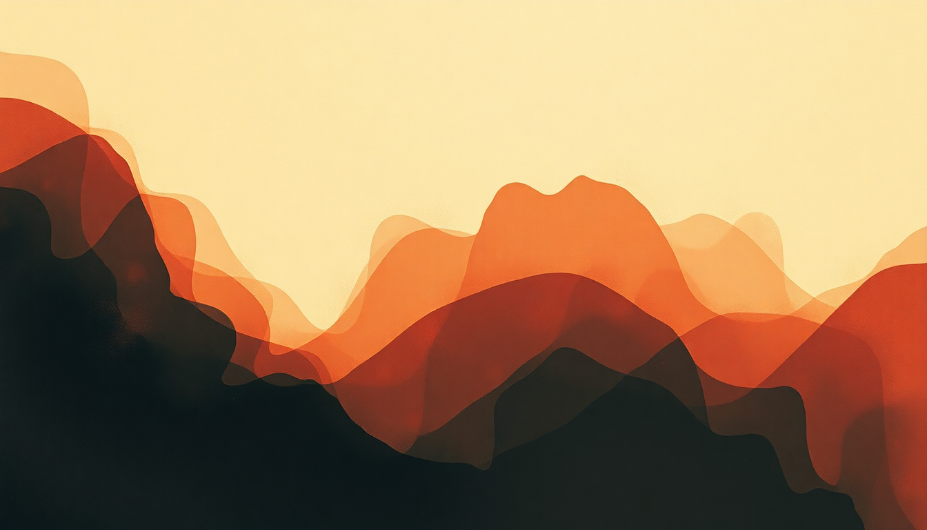 Fan-driven abstract illustration evoking the emotional arc of String Quartet in F Major by Maurice Ravel