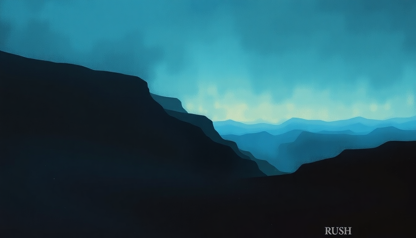 Fan-driven abstract illustration evoking the emotional arc of Subdivisions by Rush