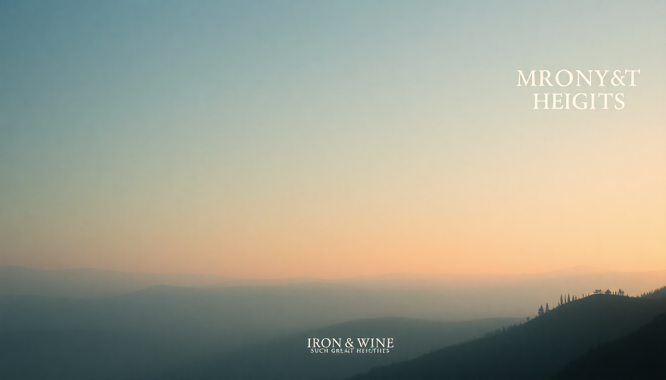 Fan-driven abstract illustration evoking the emotional arc of Such Great Heights by Iron & Wine