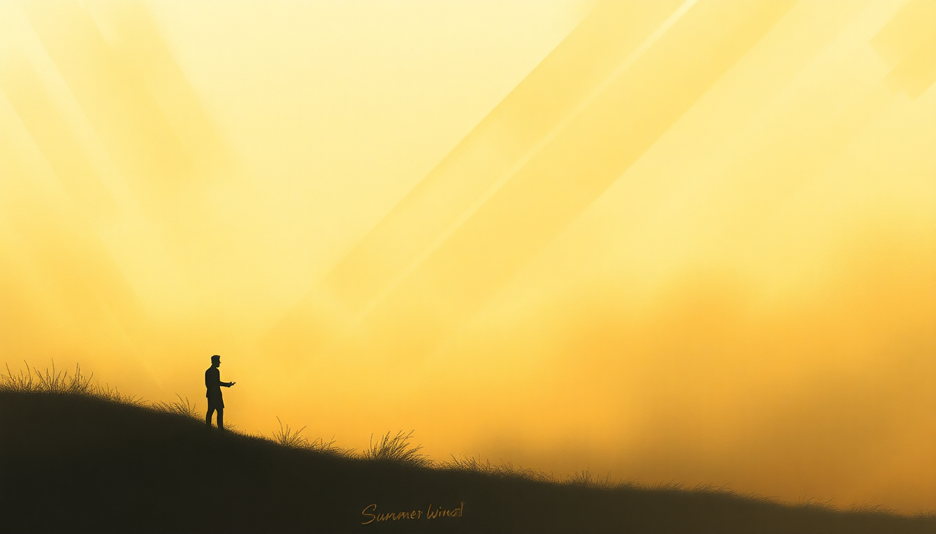 Fan-driven abstract illustration evoking the emotional arc of Summer Wind by Frank Sinatra