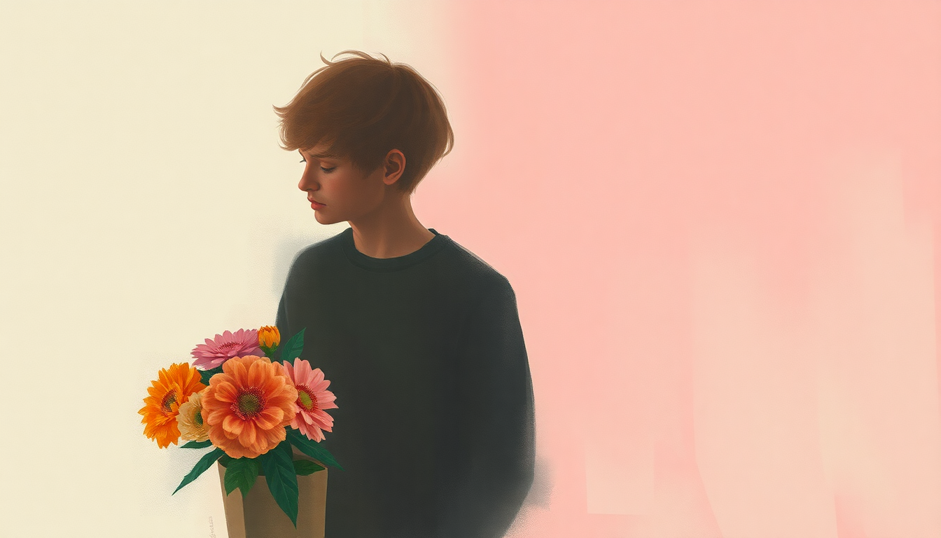 Fan-driven abstract illustration evoking the emotional arc of Supermarket Flowers by Ed Sheeran