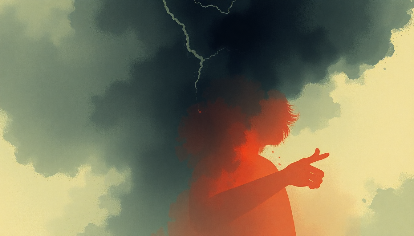 Fan-driven abstract illustration evoking the emotional arc of Sweating Bullets by Megadeth