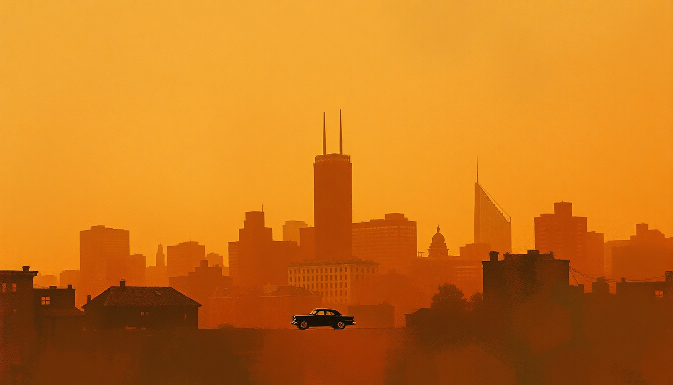 Fan-driven abstract illustration evoking the emotional arc of Sweet Home Chicago by Robert Johnson