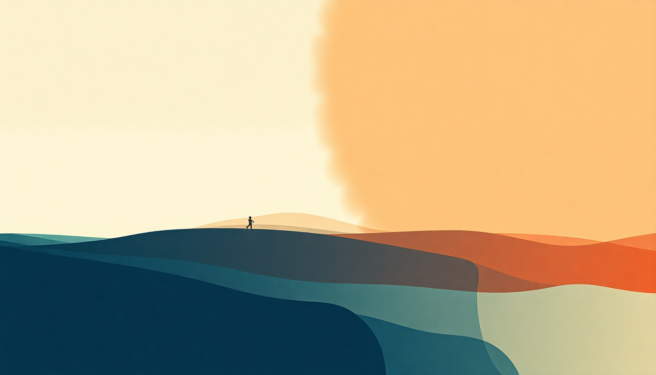 Fan-driven abstract illustration evoking the emotional arc of Swim by BTS
