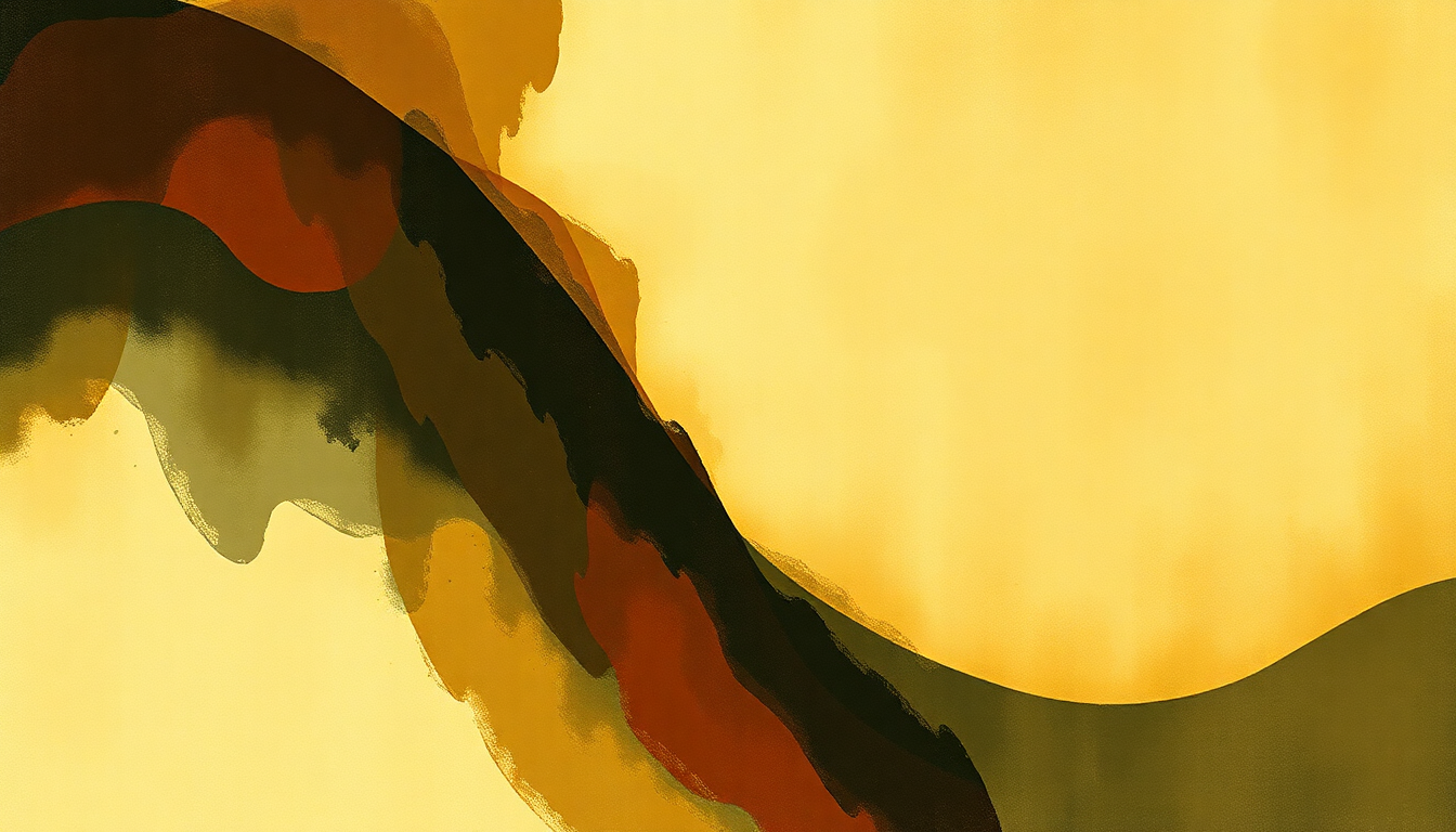 Fan-driven abstract illustration evoking the emotional arc of Symphony in C by Igor Stravinsky