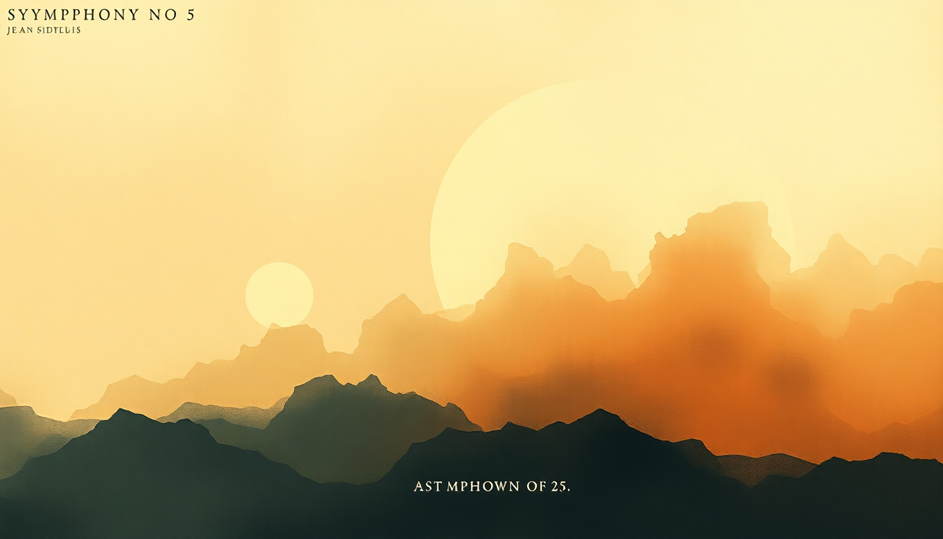 Fan-driven abstract illustration evoking the emotional arc of Symphony No 5 by Jean Sibelius