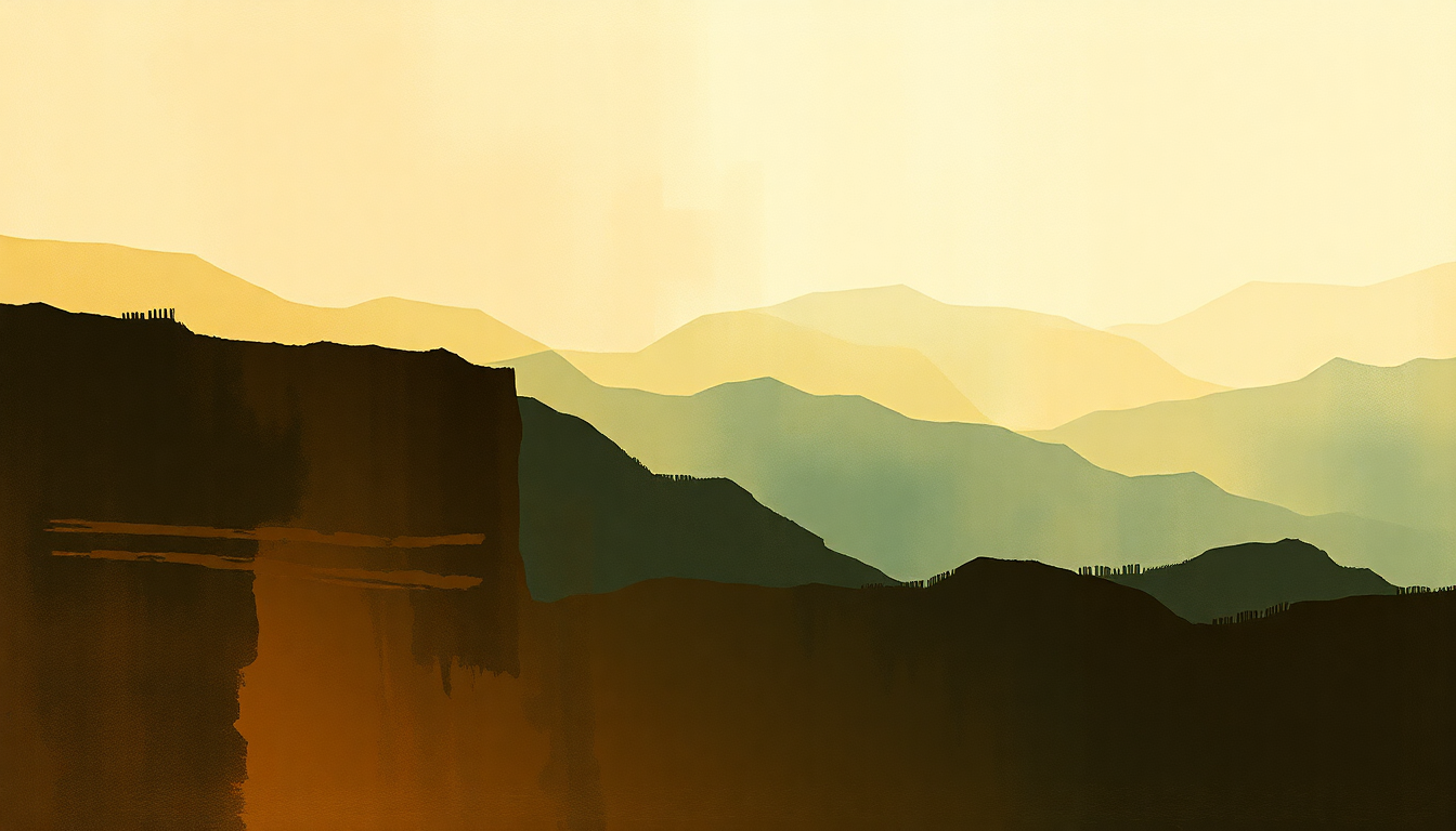 Fan-driven abstract illustration evoking the emotional arc of Symphony No 6 by Jean Sibelius