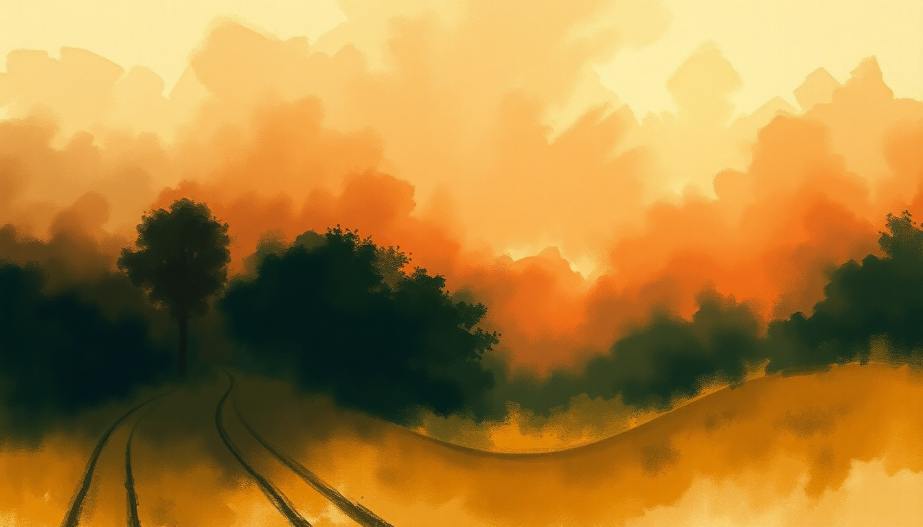 Fan-driven abstract illustration evoking the emotional arc of Symphony No. 6 (Pastoral) by Ludwig van Beethoven