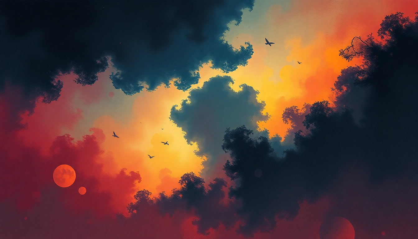 Fan-driven abstract illustration evoking the emotional arc of Symptom of the Universe by Black Sabbath