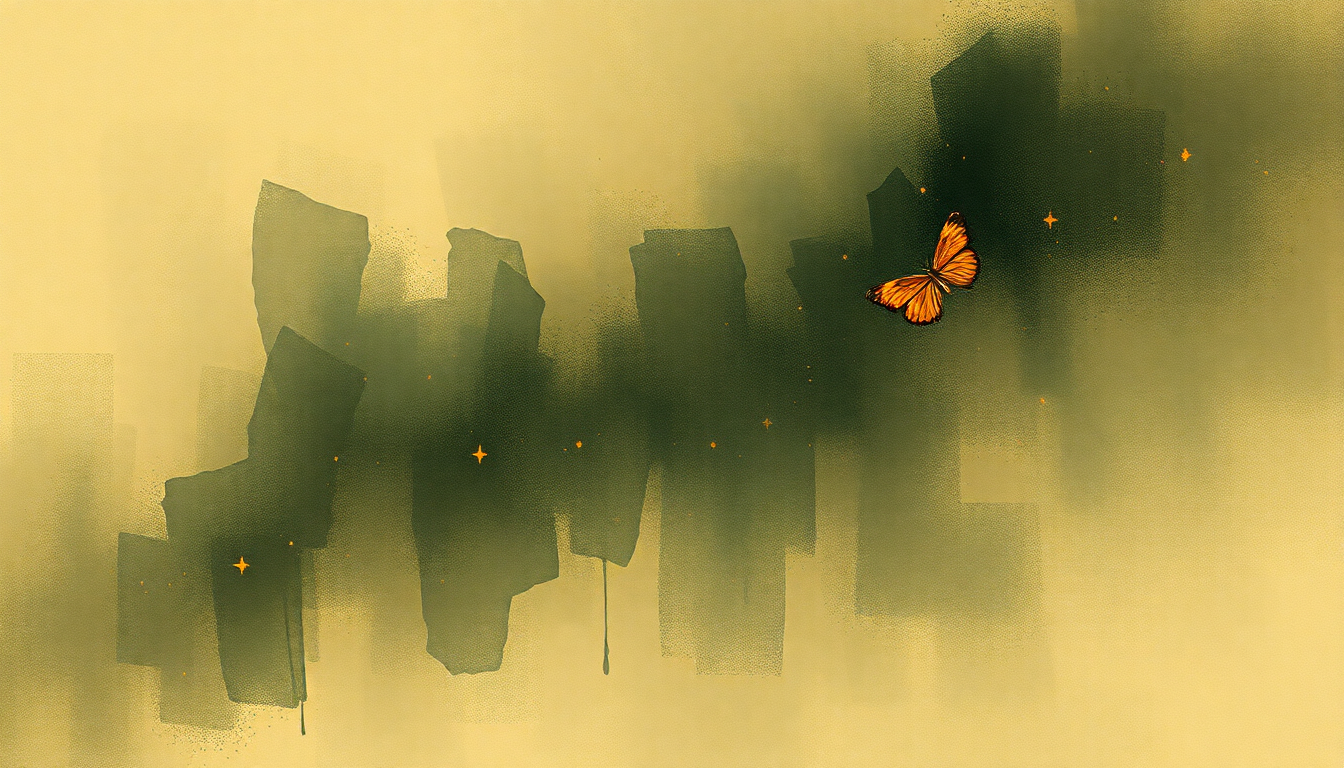 Fan-driven abstract illustration evoking the emotional arc of Syrinx by Claude Debussy