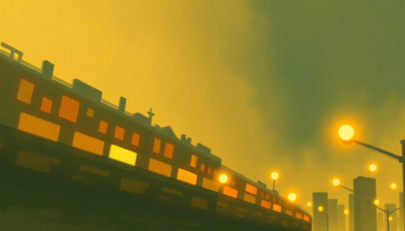 Fan-driven abstract illustration evoking the emotional arc of Take the 'A' Train by Duke Ellington