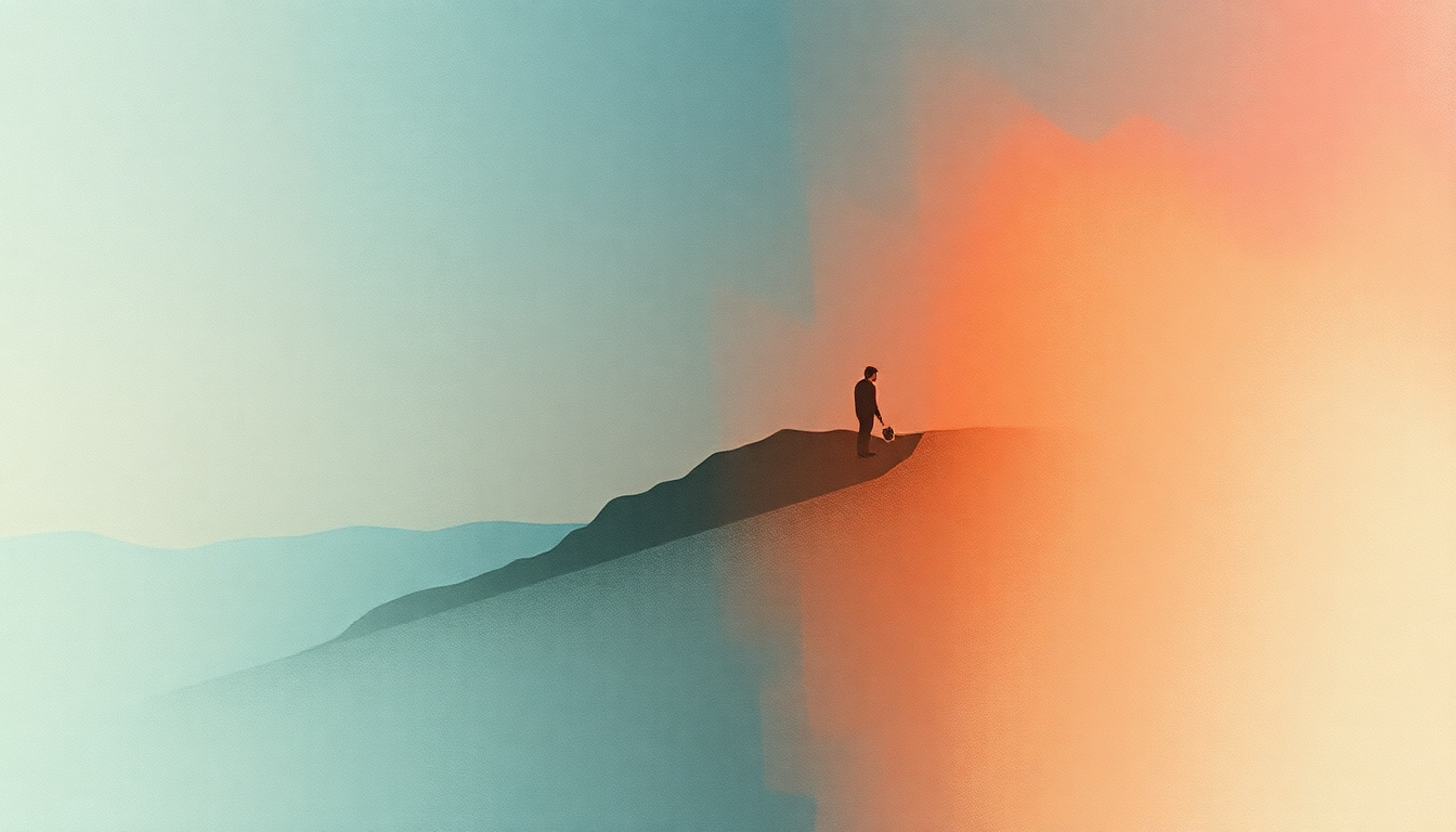 Fan-driven abstract illustration evoking the emotional arc of Take the Picture Now by Mineral