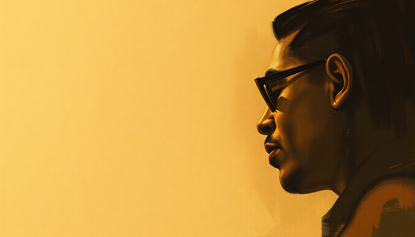 Fan-driven abstract illustration evoking the emotional arc of Take These Chains from My Heart by Ray Charles