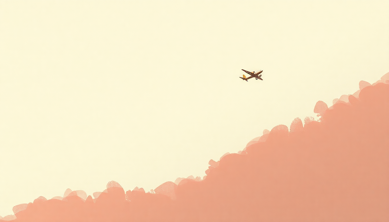 Fan-driven abstract illustration evoking the emotional arc of Taking Off by Justin Roberts