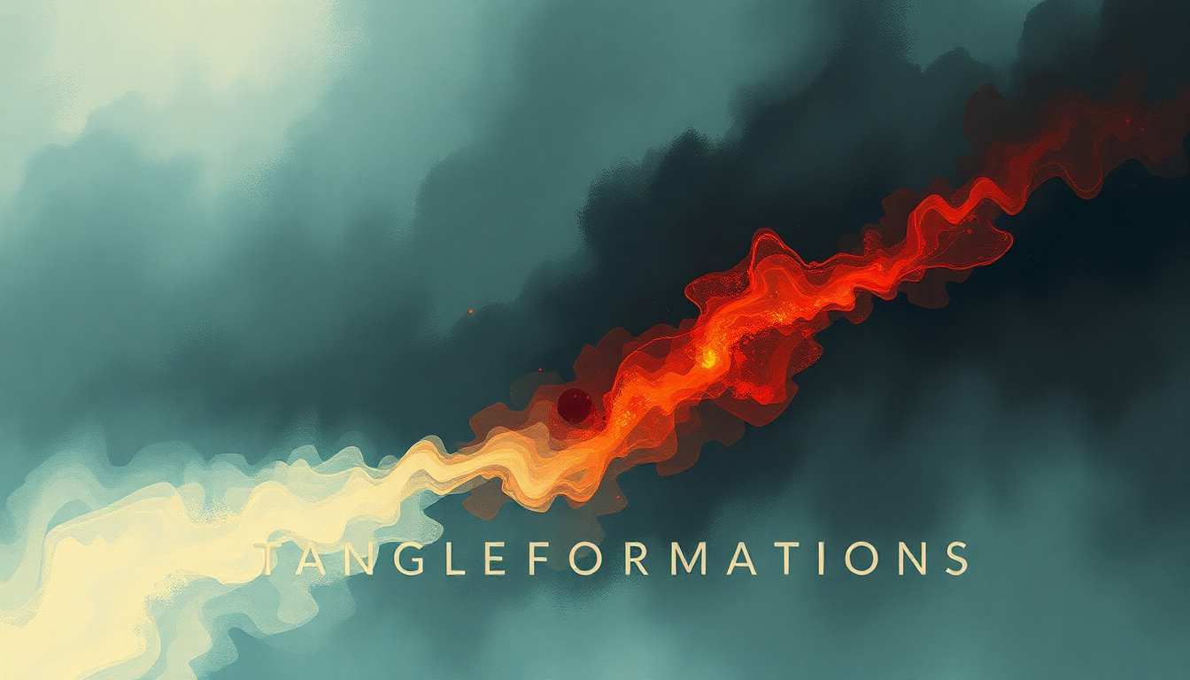 Fan-driven abstract illustration evoking the emotional arc of Tangle Formations by Explosions in the Sky