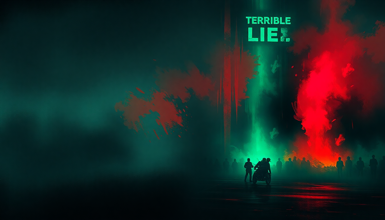 Fan-driven abstract illustration evoking the emotional arc of Terrible Lie by Nine Inch Nails