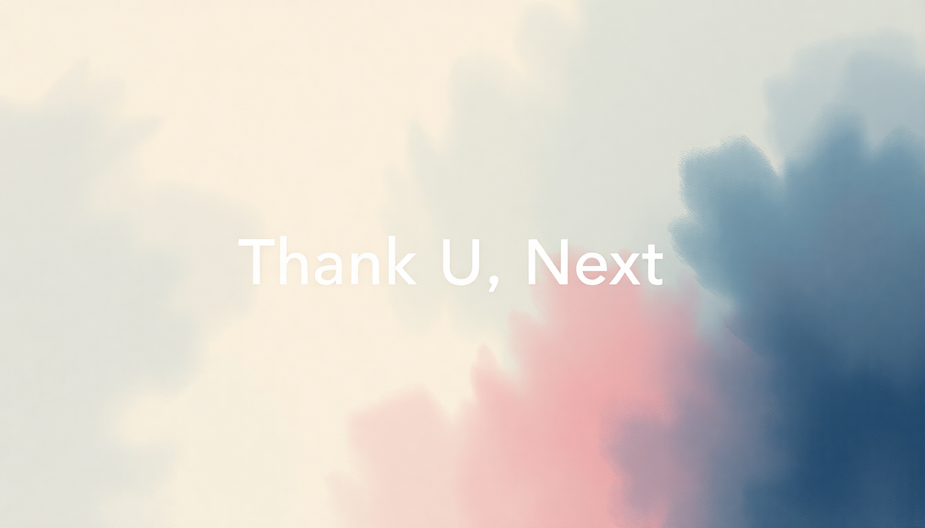 Fan-driven abstract illustration evoking the emotional arc of Thank U, Next by Ariana Grande