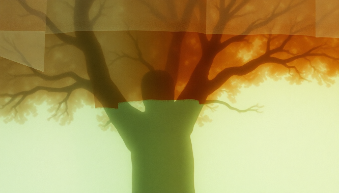 Fan-driven abstract illustration evoking the emotional arc of That Day Climbed Its Own Tree by Dirty Three