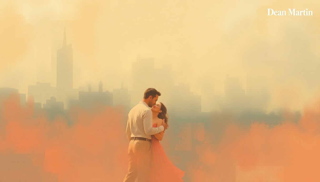 Fan-driven abstract illustration evoking the emotional arc of That's Amore by Dean Martin