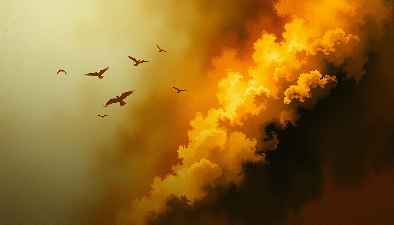 Fan-driven abstract illustration evoking the emotional arc of The Art of Fugue, BWV 1080: Contrapunctus I by Johann Sebastian Bach