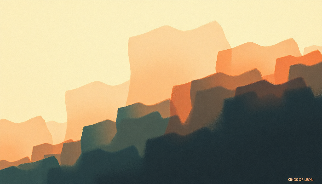 Fan-driven abstract illustration evoking the emotional arc of The Bucket by Kings of Leon