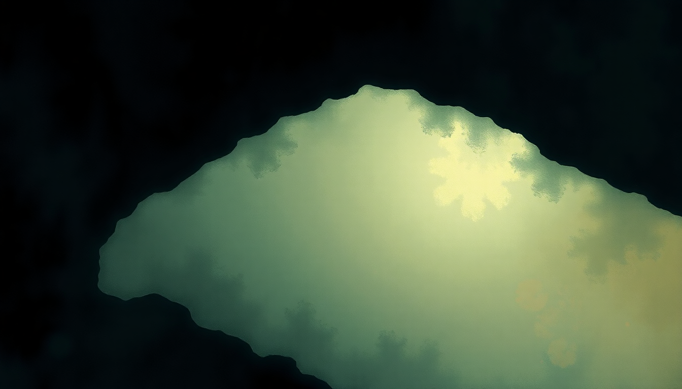 Fan-driven abstract illustration evoking the emotional arc of The Cave by Mumford & Sons
