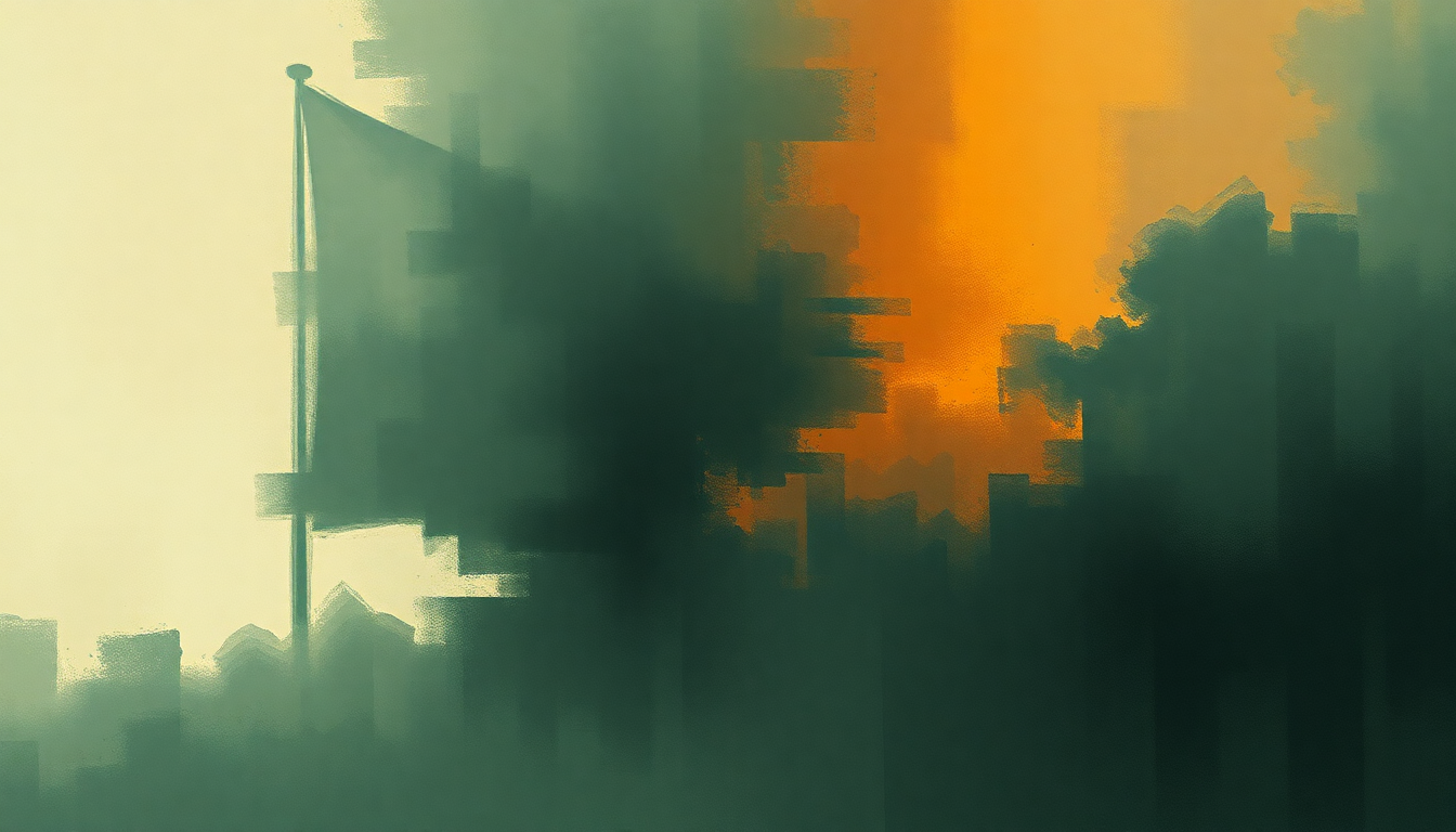 Fan-driven abstract illustration evoking the emotional arc of The Dead Flag Blues by Godspeed You Black Emperor