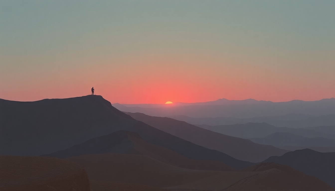 Fan-driven abstract illustration evoking the emotional arc of The Desert Music by Steve Reich