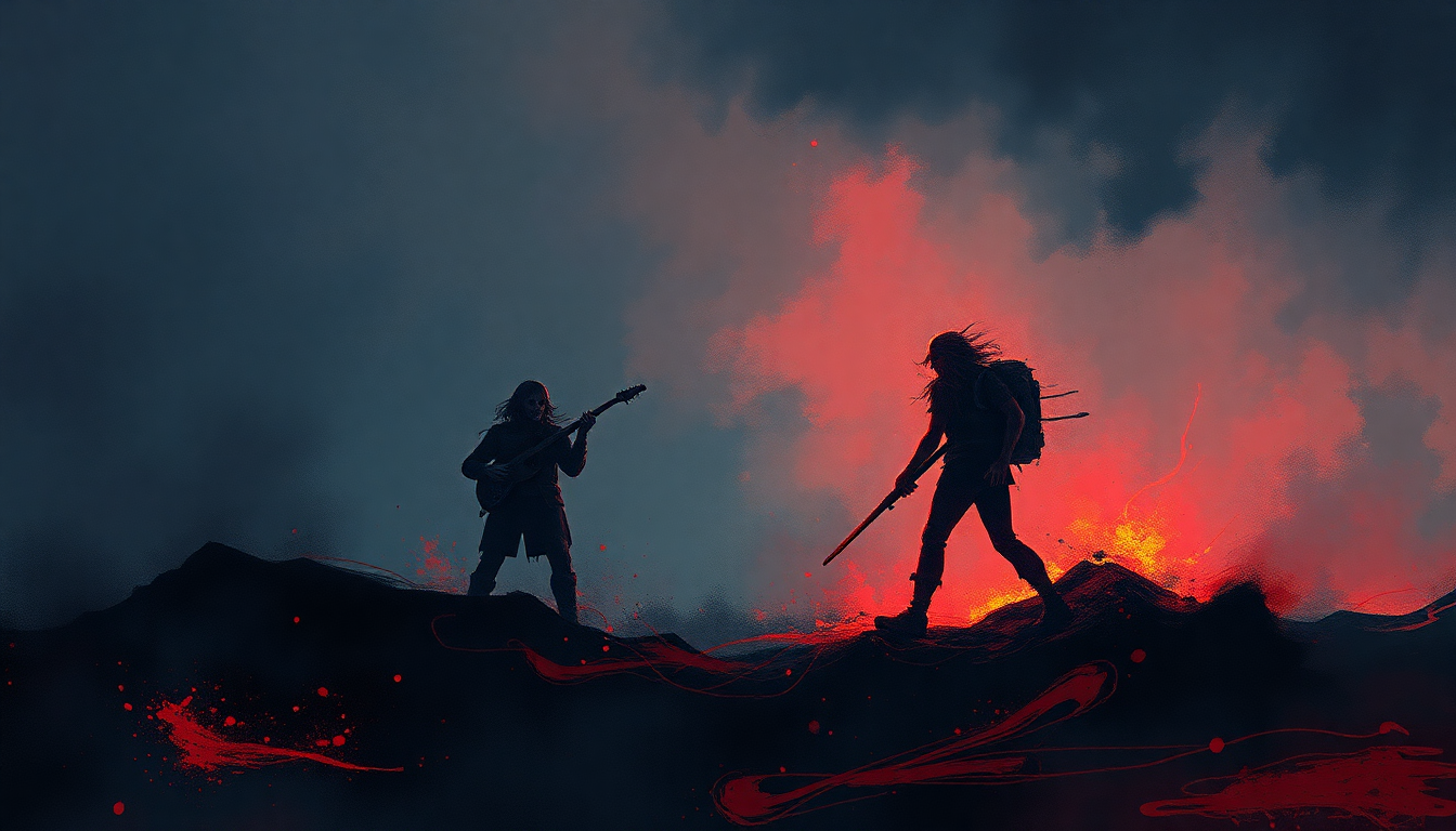 Fan-driven abstract illustration evoking the emotional arc of The Duellists by Iron Maiden