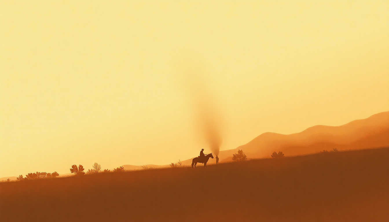Fan-driven abstract illustration evoking the emotional arc of The Last Gunfighter Ballad by Guy Clark