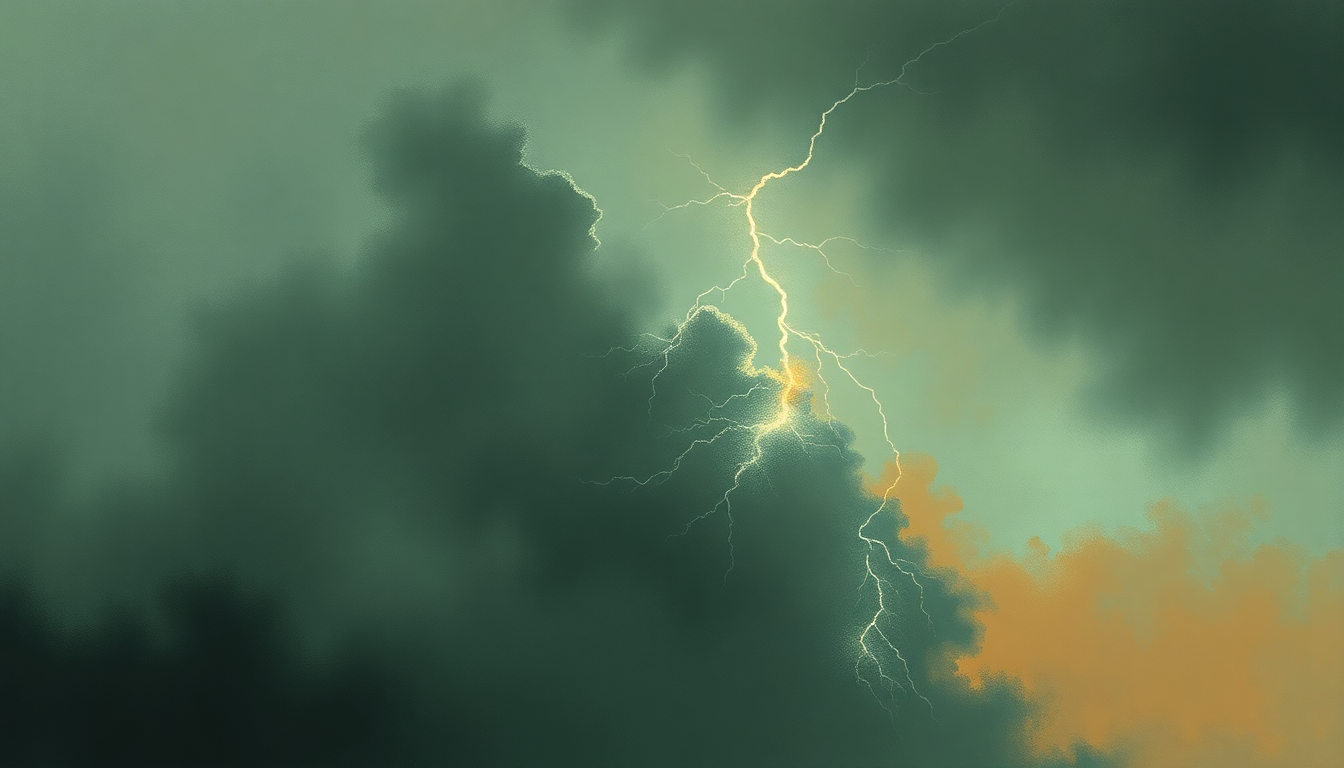 Fan-driven abstract illustration evoking the emotional arc of The Lightning I, II by Arcade Fire
