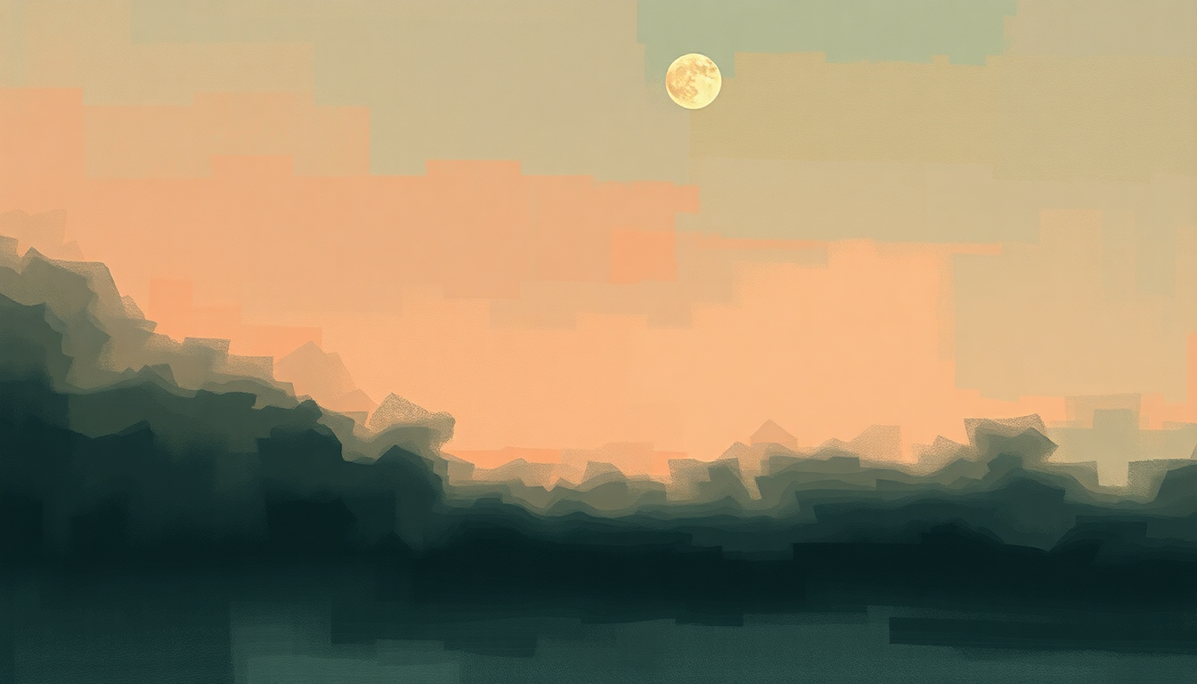 Fan-driven abstract illustration evoking the emotional arc of The Moon Is Down by Explosions in the Sky