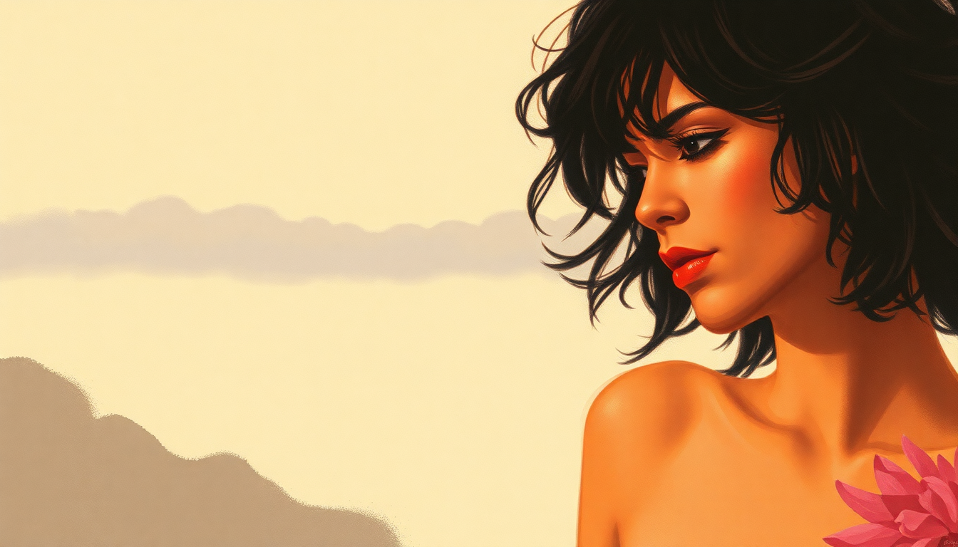 Fan-driven abstract illustration evoking the emotional arc of The Most Beautiful Girl in the World by Prince