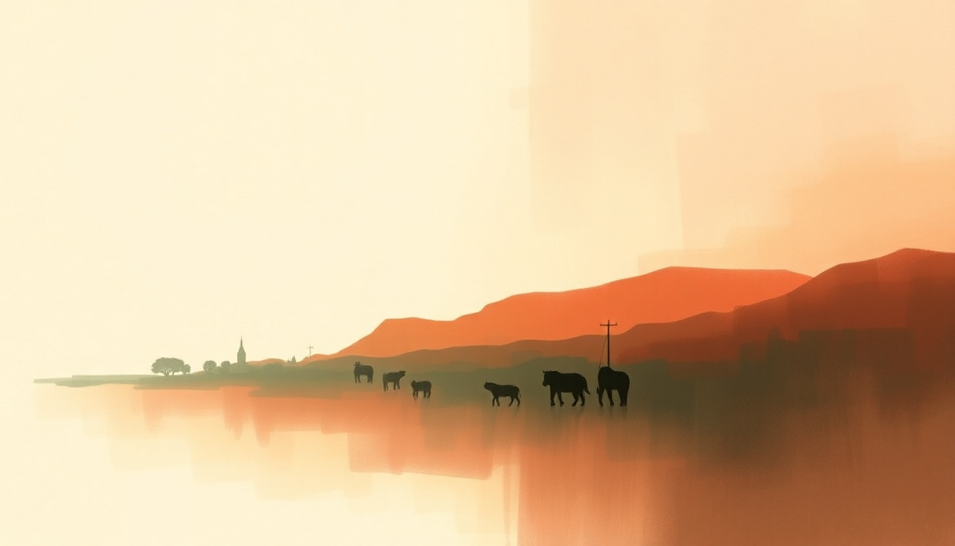 Fan-driven abstract illustration evoking the emotional arc of The Retreat Song by Miriam Makeba