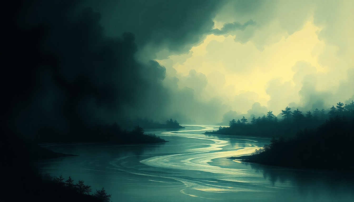 Fan-driven abstract illustration evoking the emotional arc of The River Within by Neurosis
