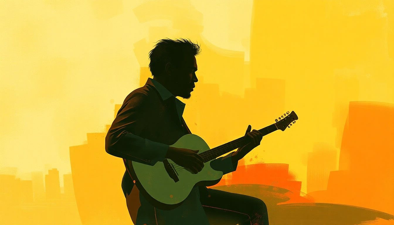 Fan-driven abstract illustration evoking the emotional arc of The Rocker by Ahmad Jamal