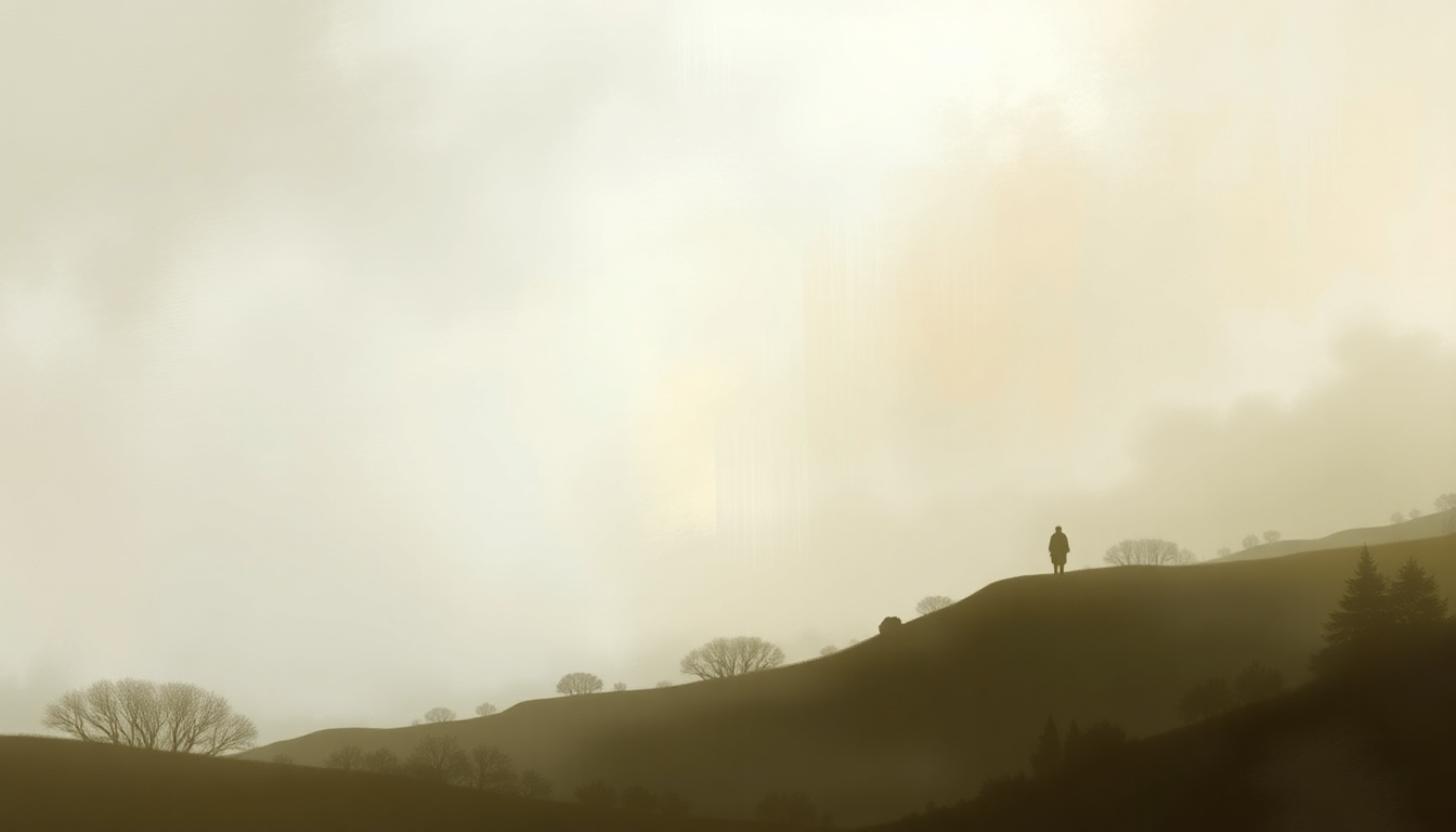 Fan-driven abstract illustration evoking the emotional arc of The Shire by Howard Shore