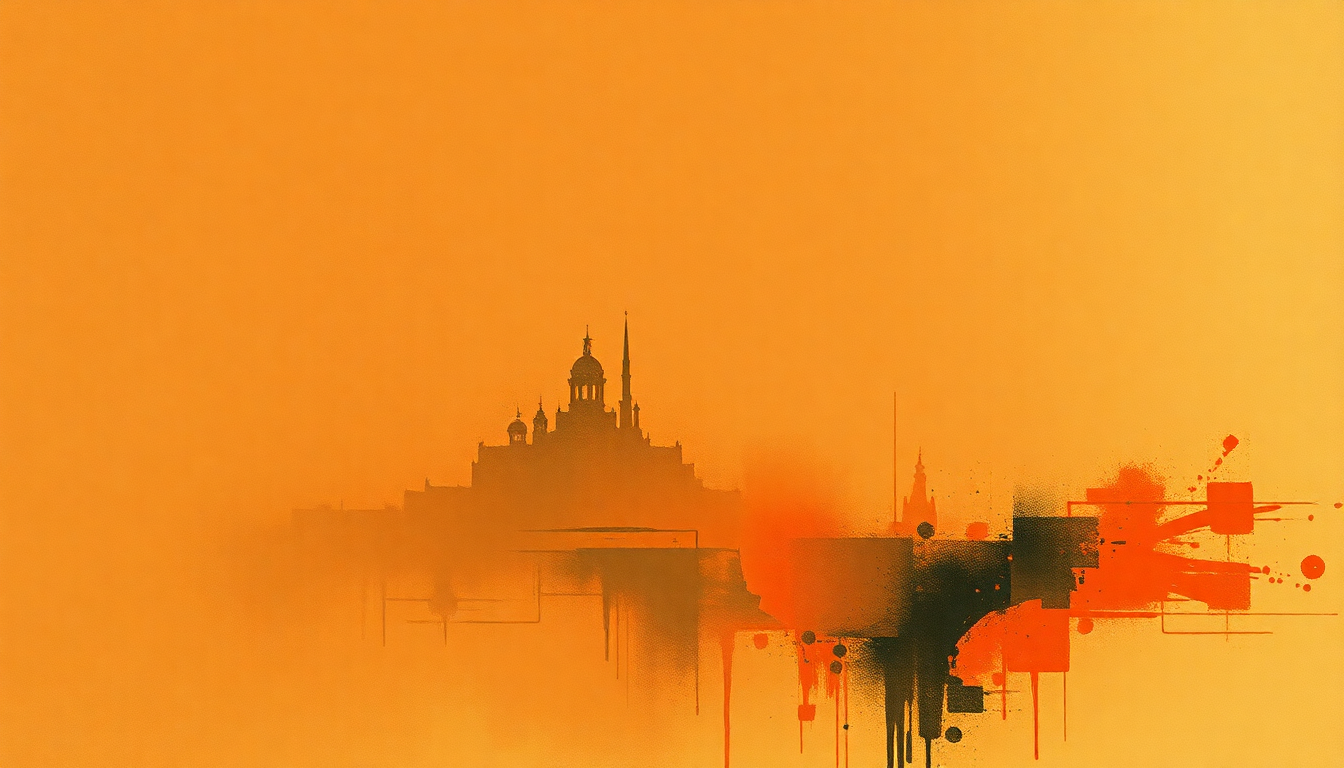 Fan-driven abstract illustration evoking the emotional arc of The Sicilian Clan by Ennio Morricone