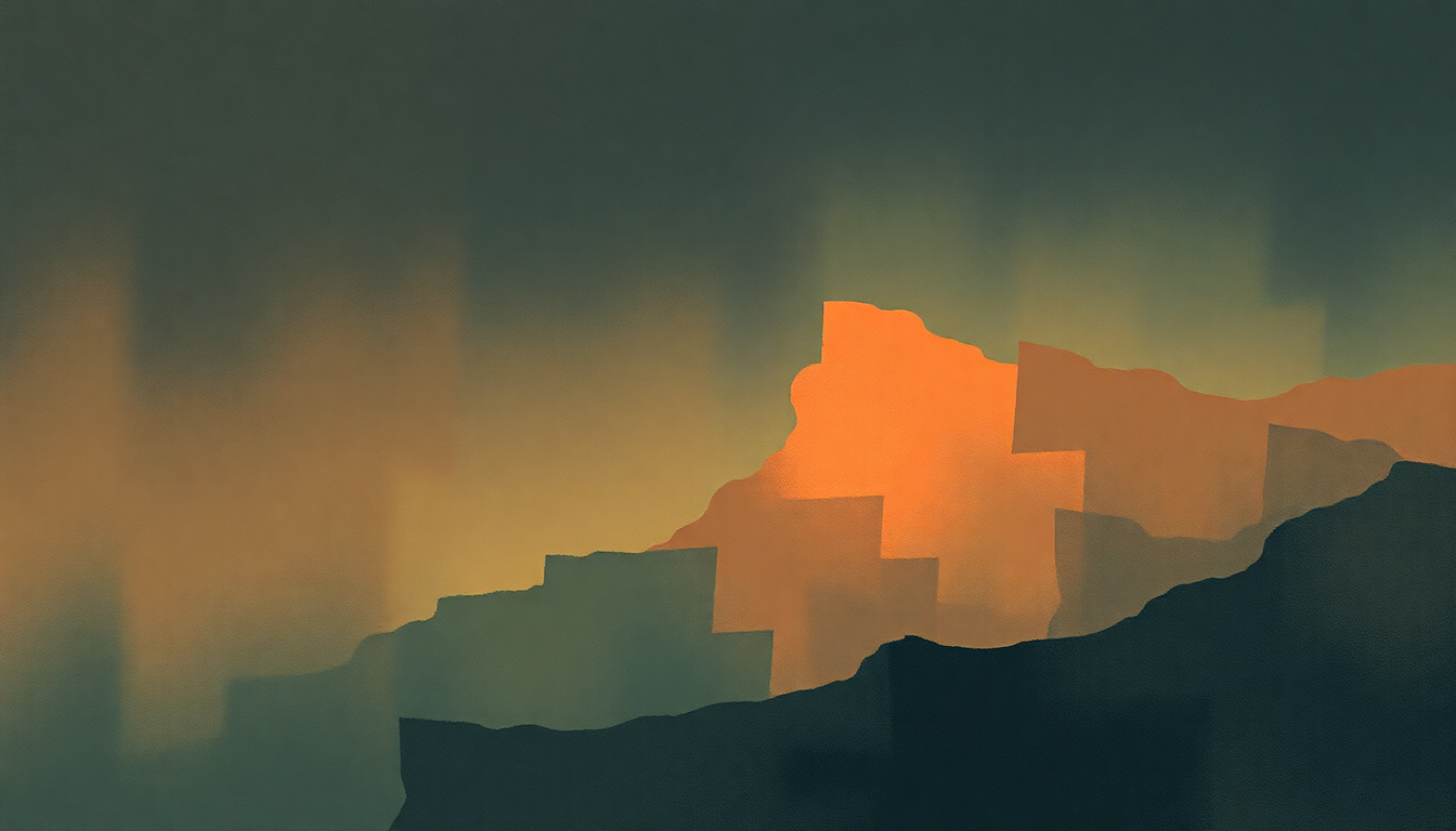 Fan-driven abstract illustration evoking the emotional arc of The System Only Dreams in Total Darkness by The National