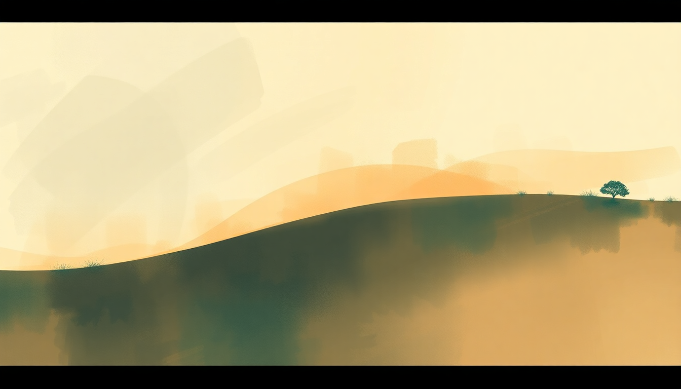 Fan-driven abstract illustration evoking the emotional arc of The Tempo Marches On by Jim Gill