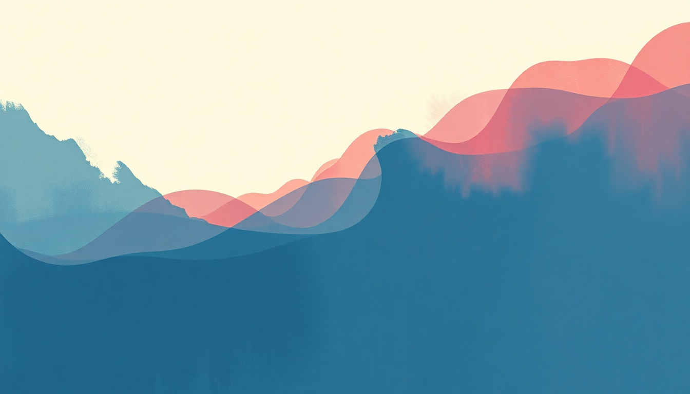 Fan-driven abstract illustration evoking the emotional arc of The Test by The Chemical Brothers