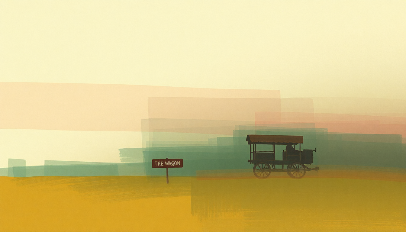 Fan-driven abstract illustration evoking the emotional arc of The Wagon by Dinosaur Jr