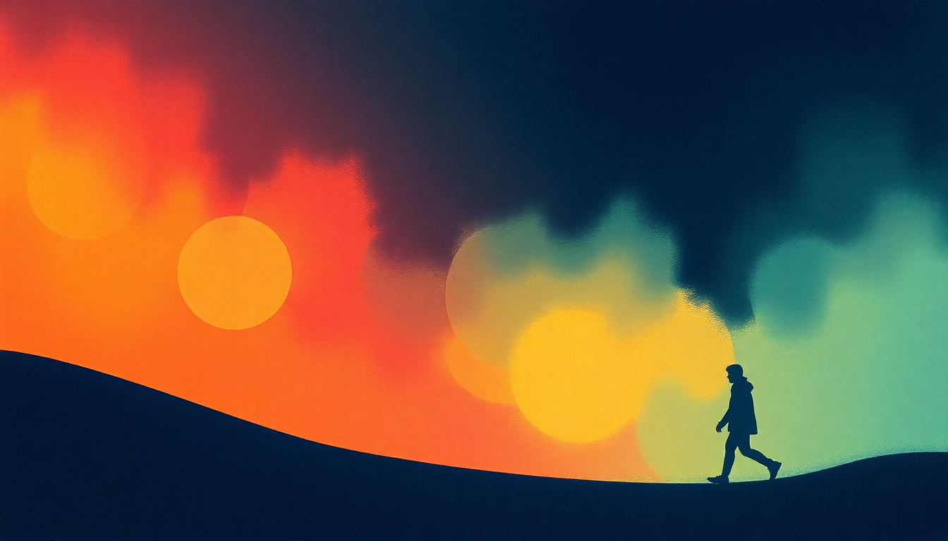 Fan-driven abstract illustration evoking the emotional arc of The Walk by The Cure