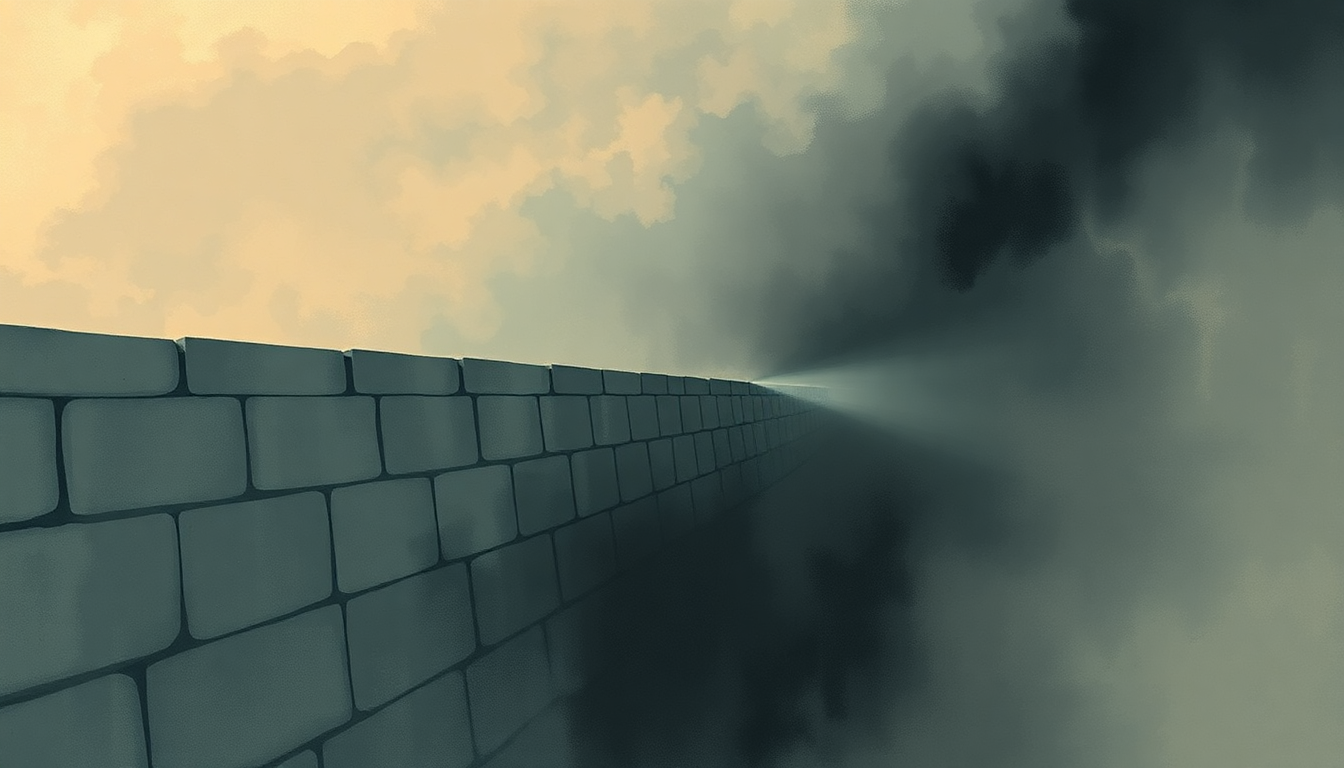 Fan-driven abstract illustration evoking the emotional arc of The Wall by Pink Floyd
