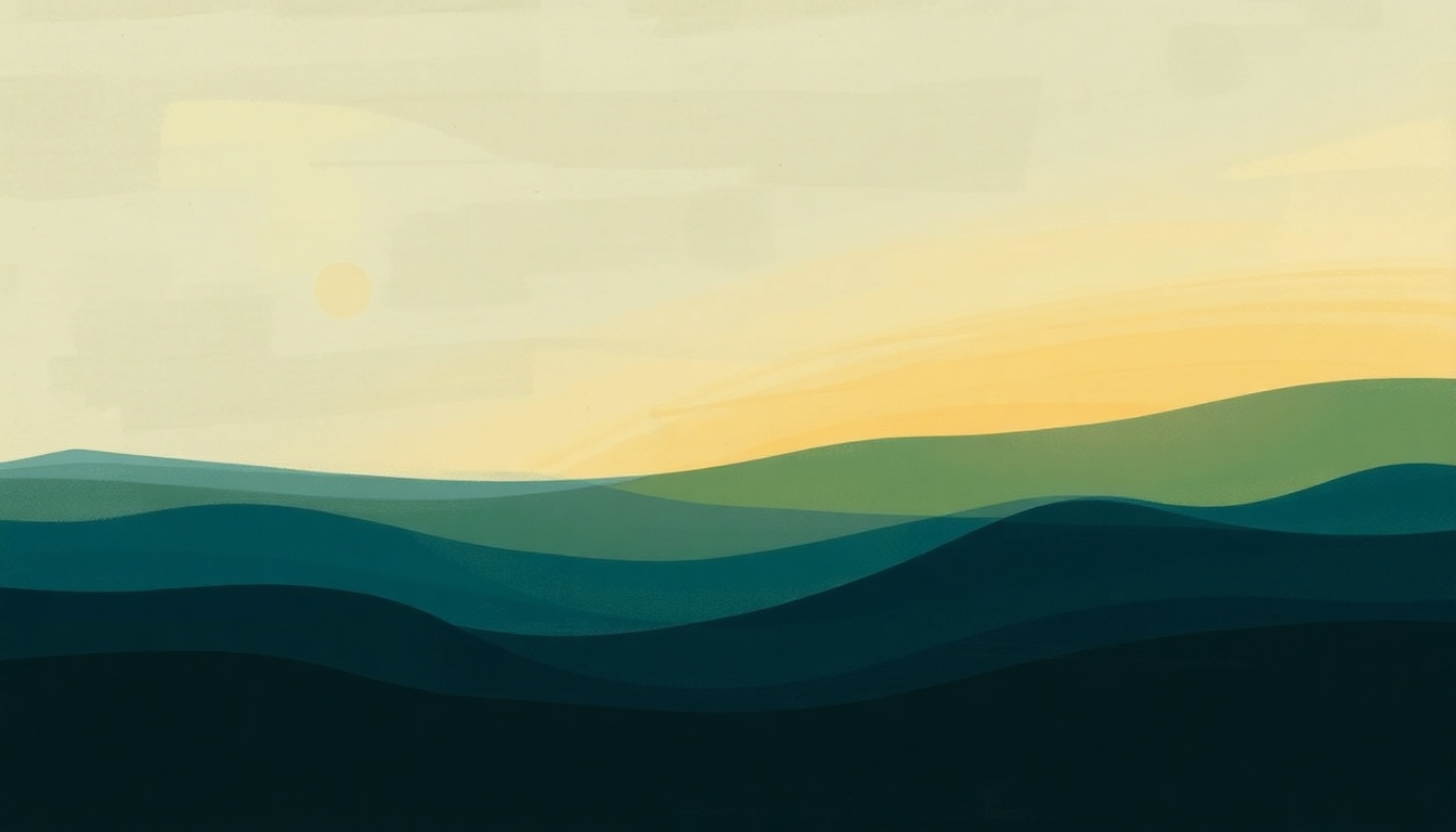 Fan-driven abstract illustration evoking the emotional arc of The Water Is Wide by Charles Lloyd