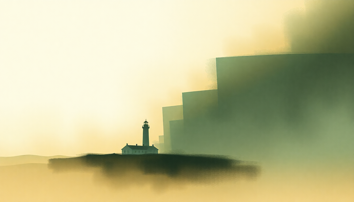 Fan-driven abstract illustration evoking the emotional arc of The Well and the Lighthouse by Arcade Fire