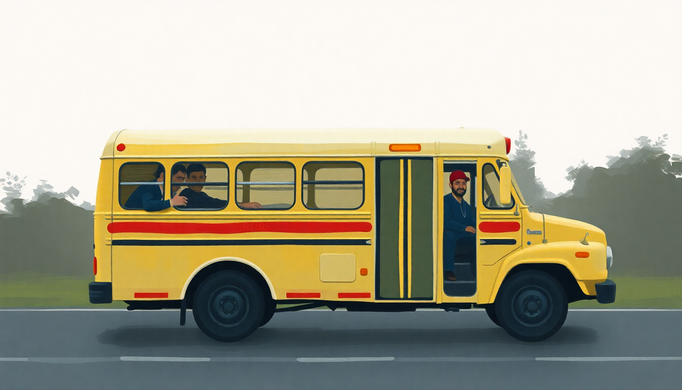 Fan-driven abstract illustration evoking the emotional arc of The Wheels on the Bus by Super Simple Songs
