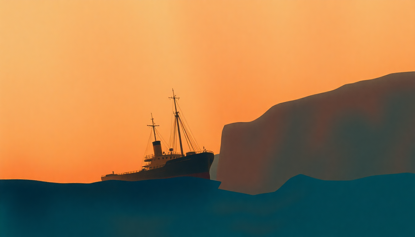 Fan-driven abstract illustration evoking the emotional arc of The Wreck of the Edmund Fitzgerald by Gordon Lightfoot